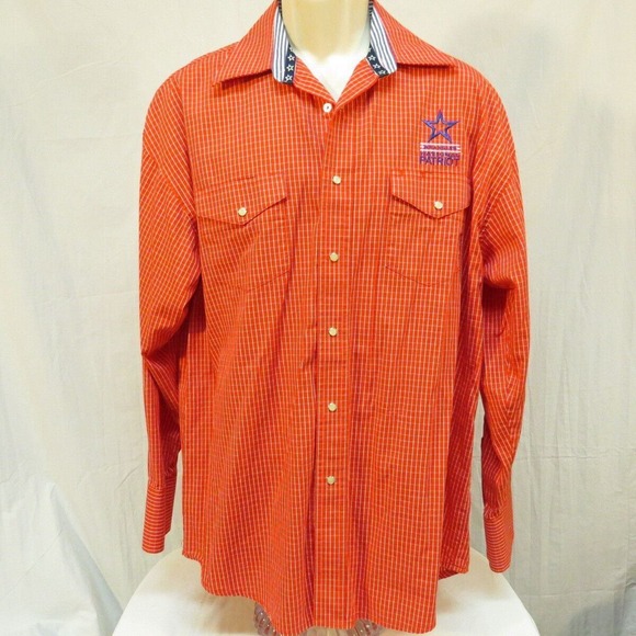 Wrangler Shirt Western Red Plaid Pearl Snap National Patriot VTG Size L‎ - Picture 2 of 6